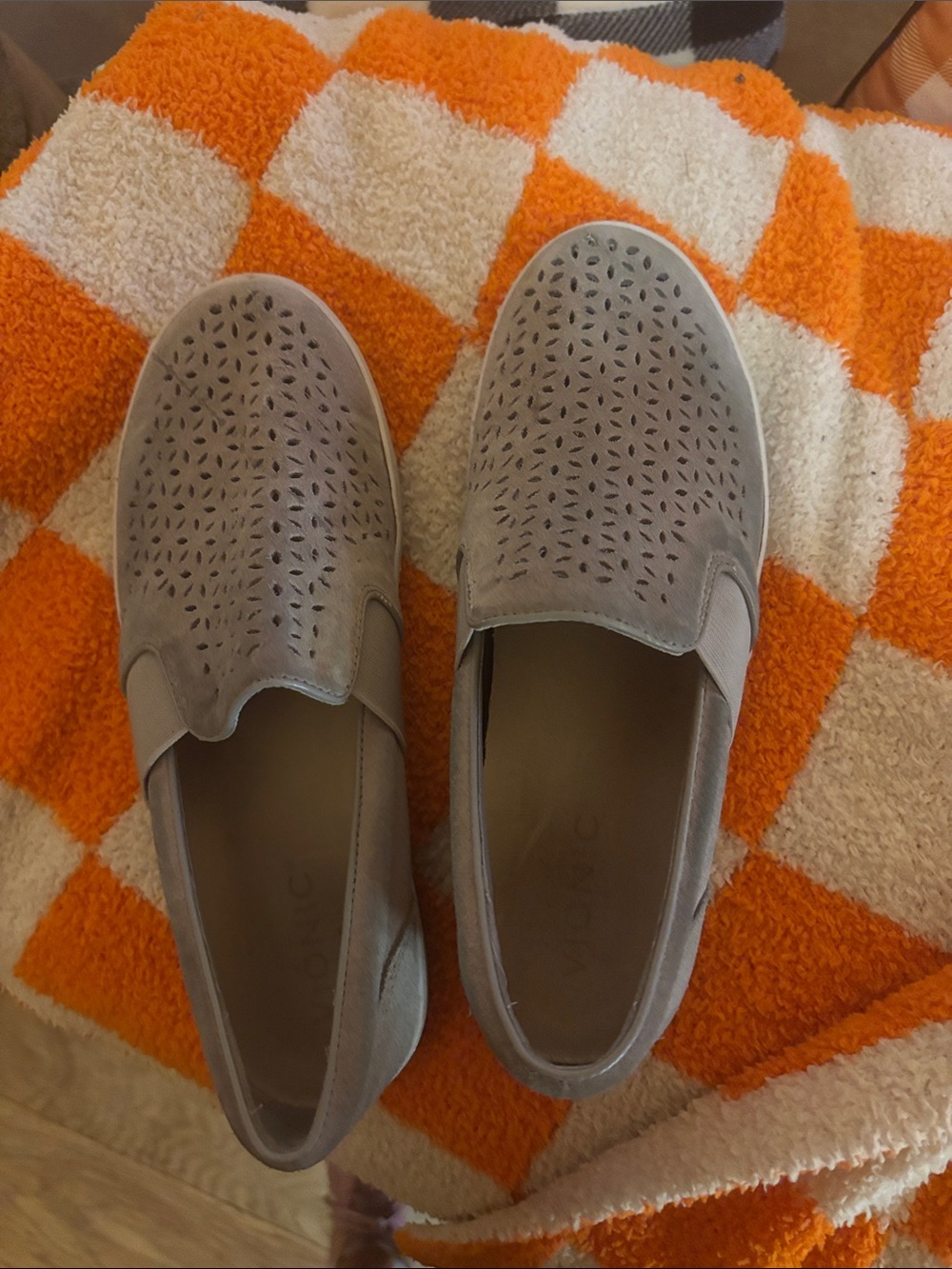 Vionic slip on casual shoes. Grey in color and soft to wear.
